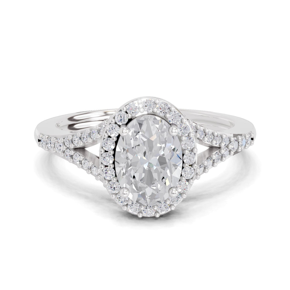 Brilliant Oval Halo Diamond Engagement Ring