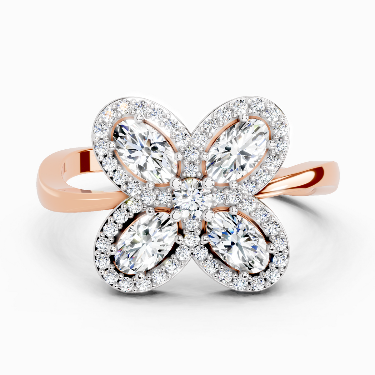 Classic Oval Floral Diamond Ring