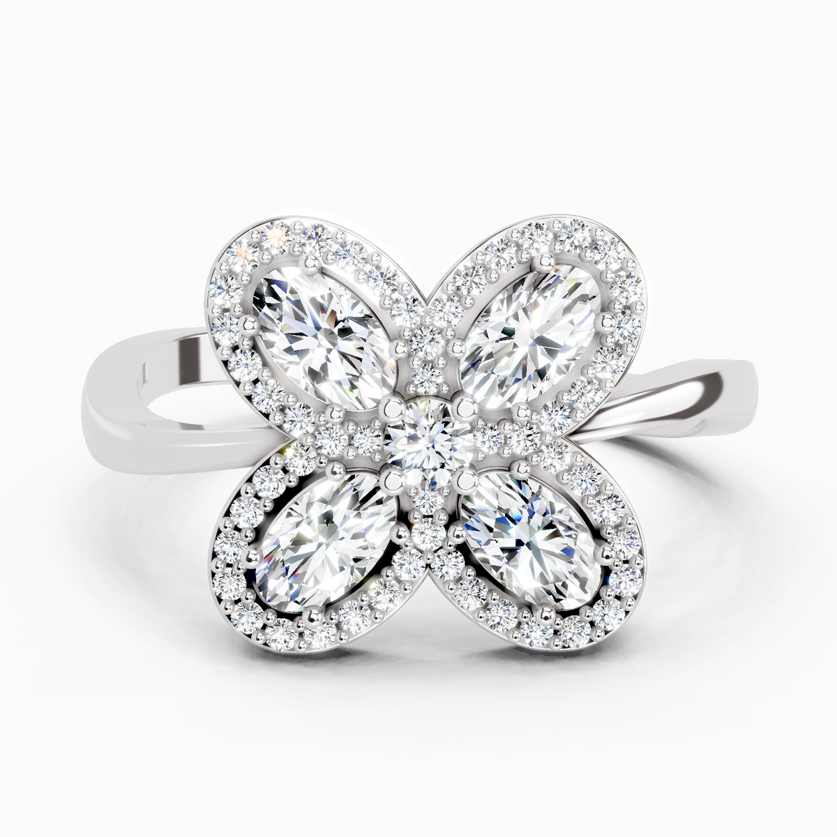 Classic Oval Floral Diamond Ring