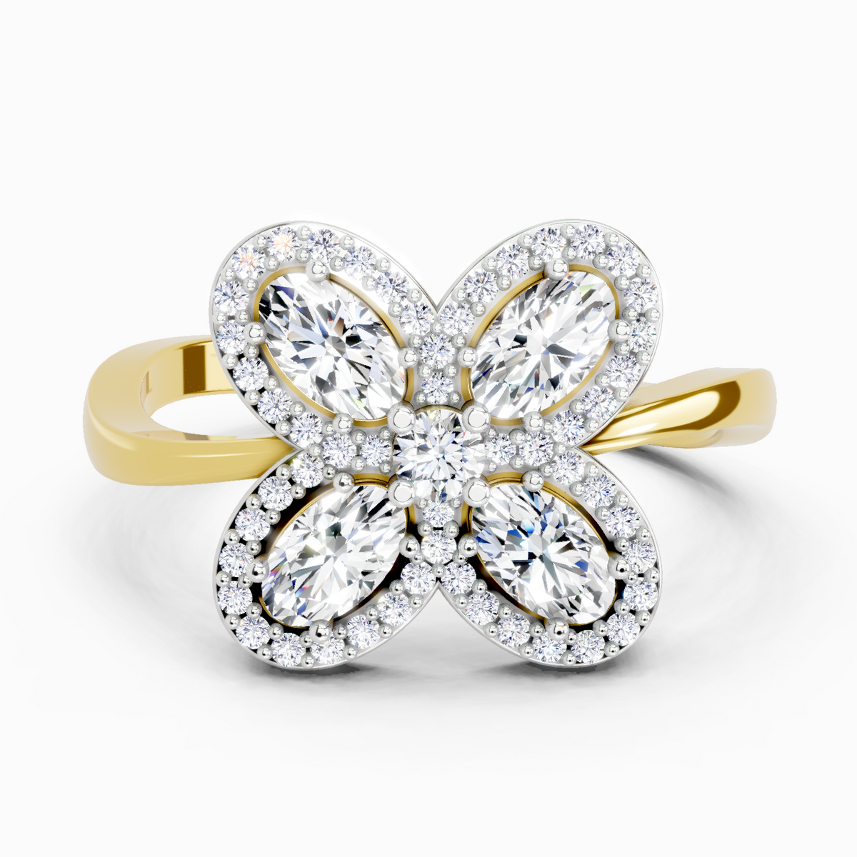 Classic Oval Floral Diamond Ring