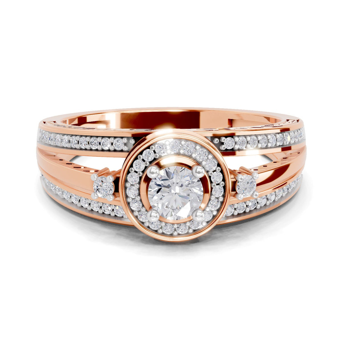 Majestic Circle Halo Diamond Engagement Ring