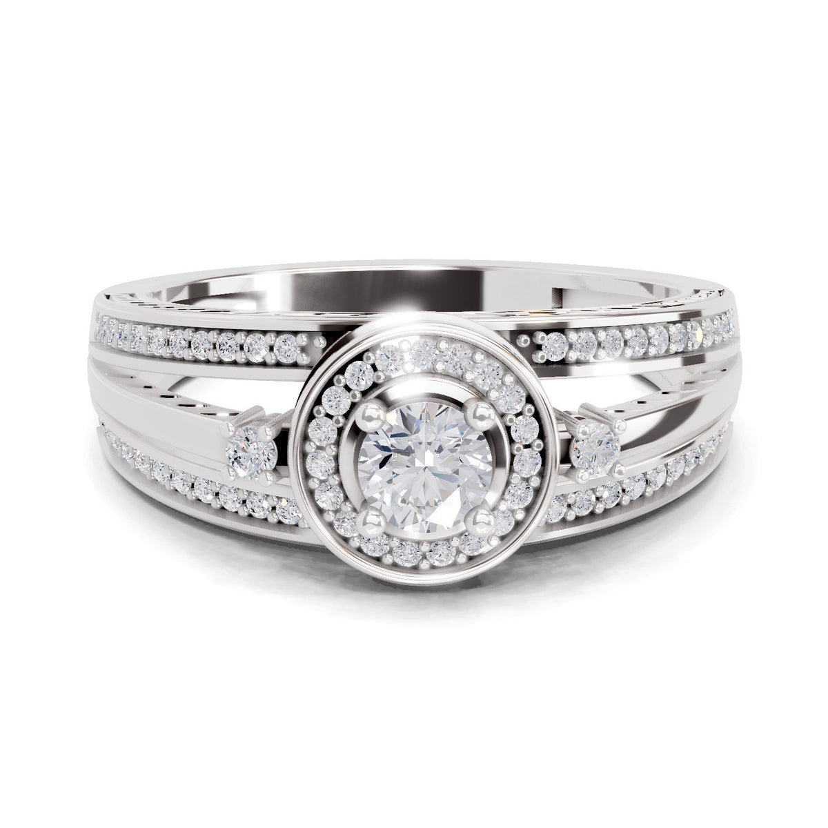 Majestic Circle Halo Diamond Engagement Ring