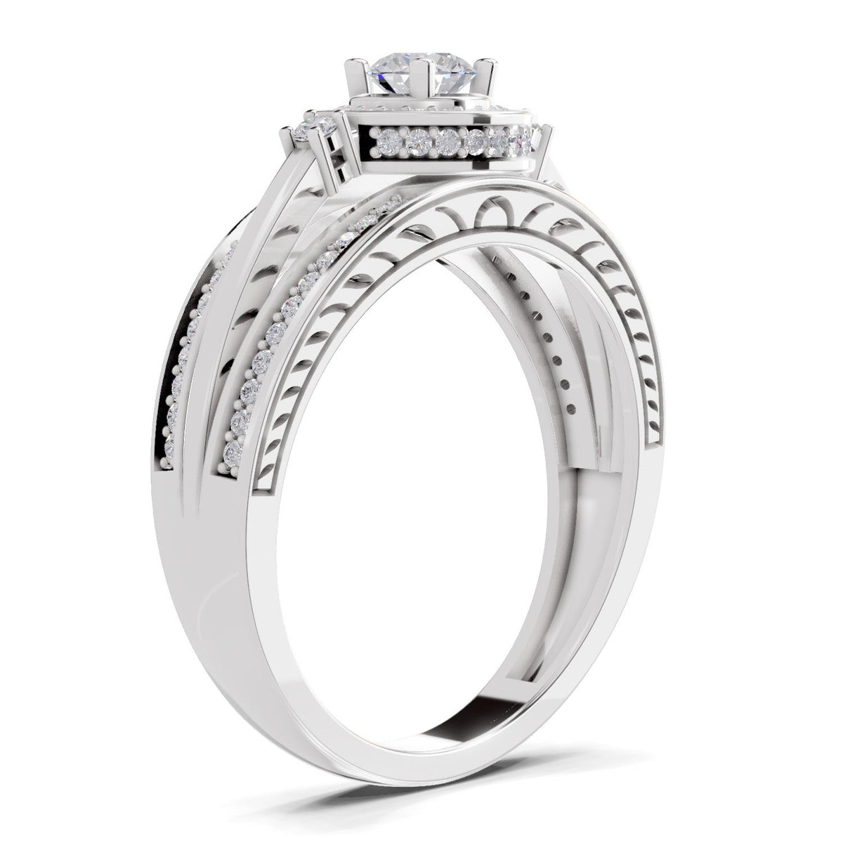 Majestic Circle Halo Diamond Engagement Ring