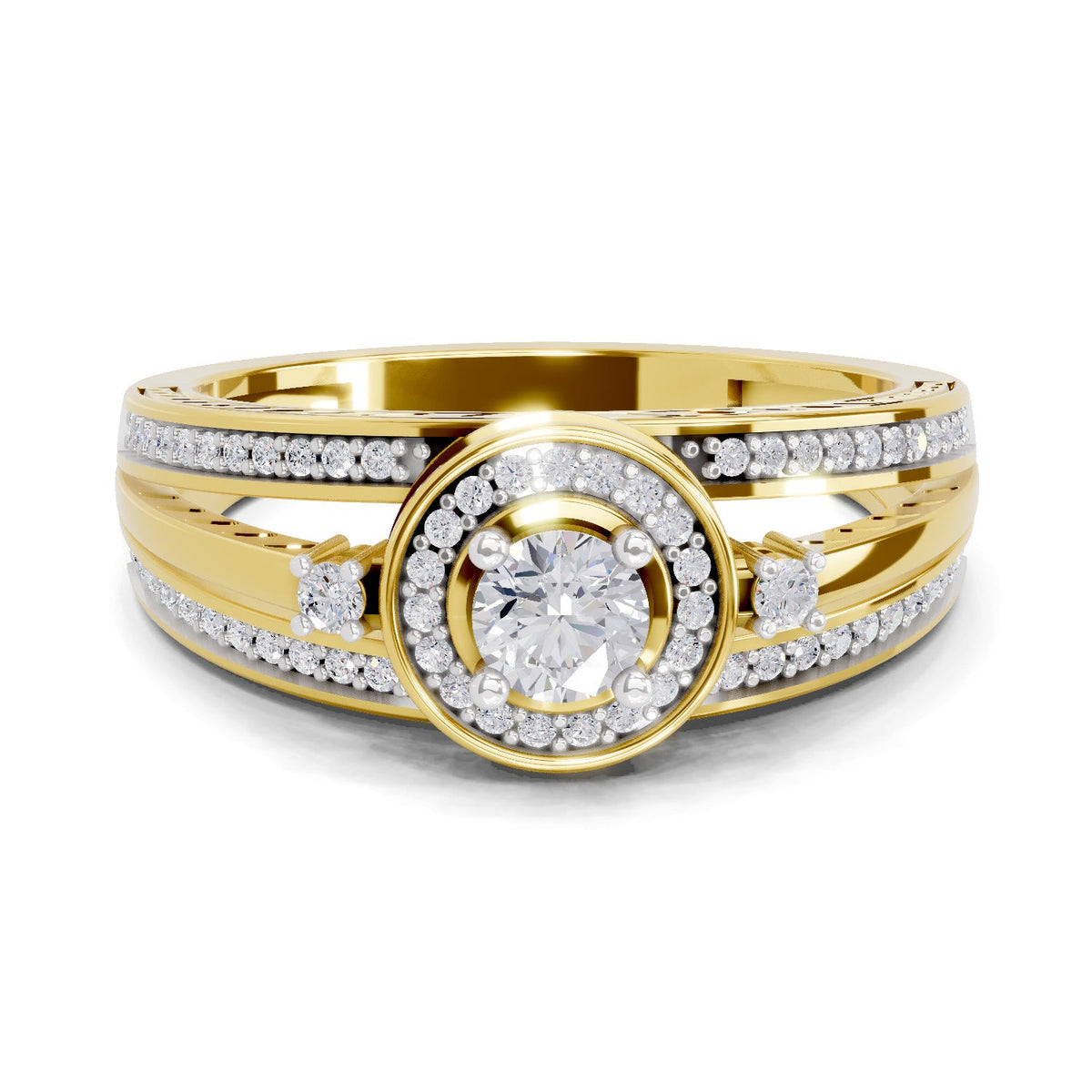 Majestic Circle Halo Diamond Engagement Ring