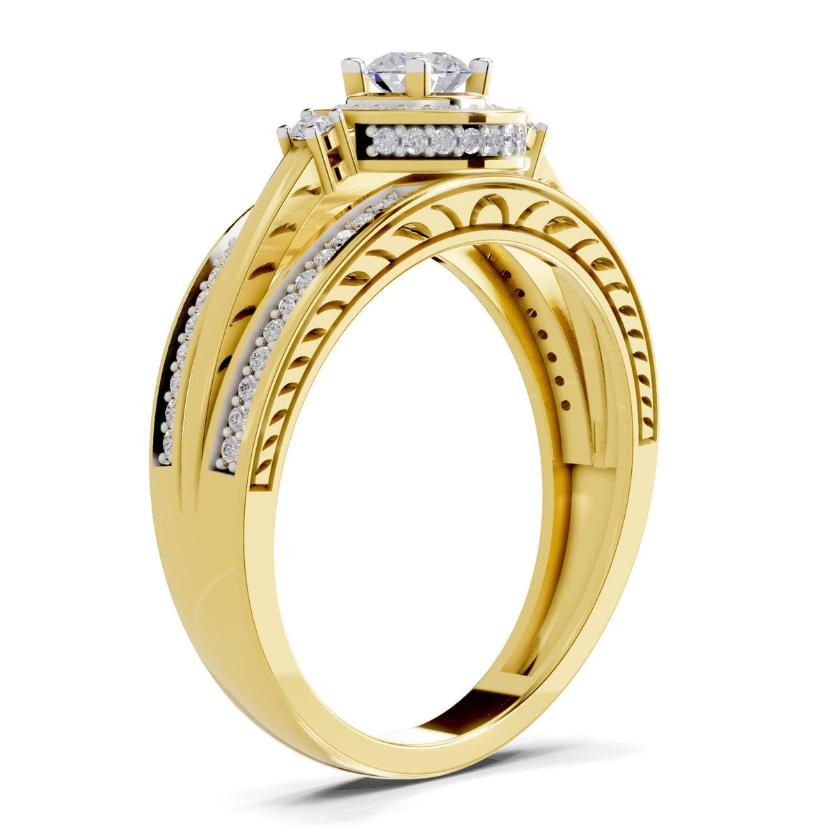 Majestic Circle Halo Diamond Engagement Ring