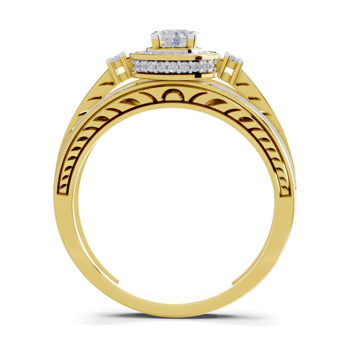 Majestic Circle Halo Diamond Engagement Ring