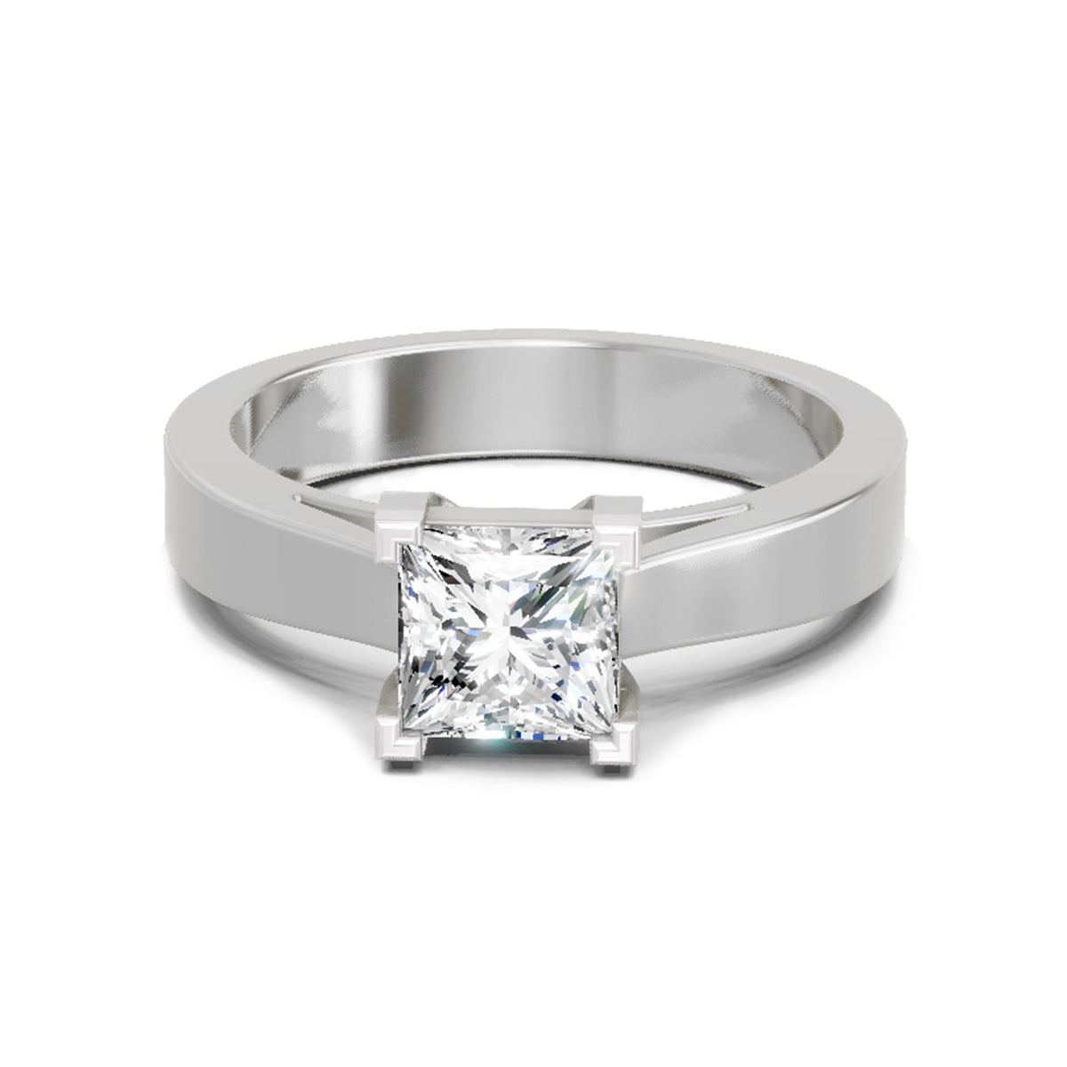 Sparkling Princess-Cut Solitaire Diamond Ring