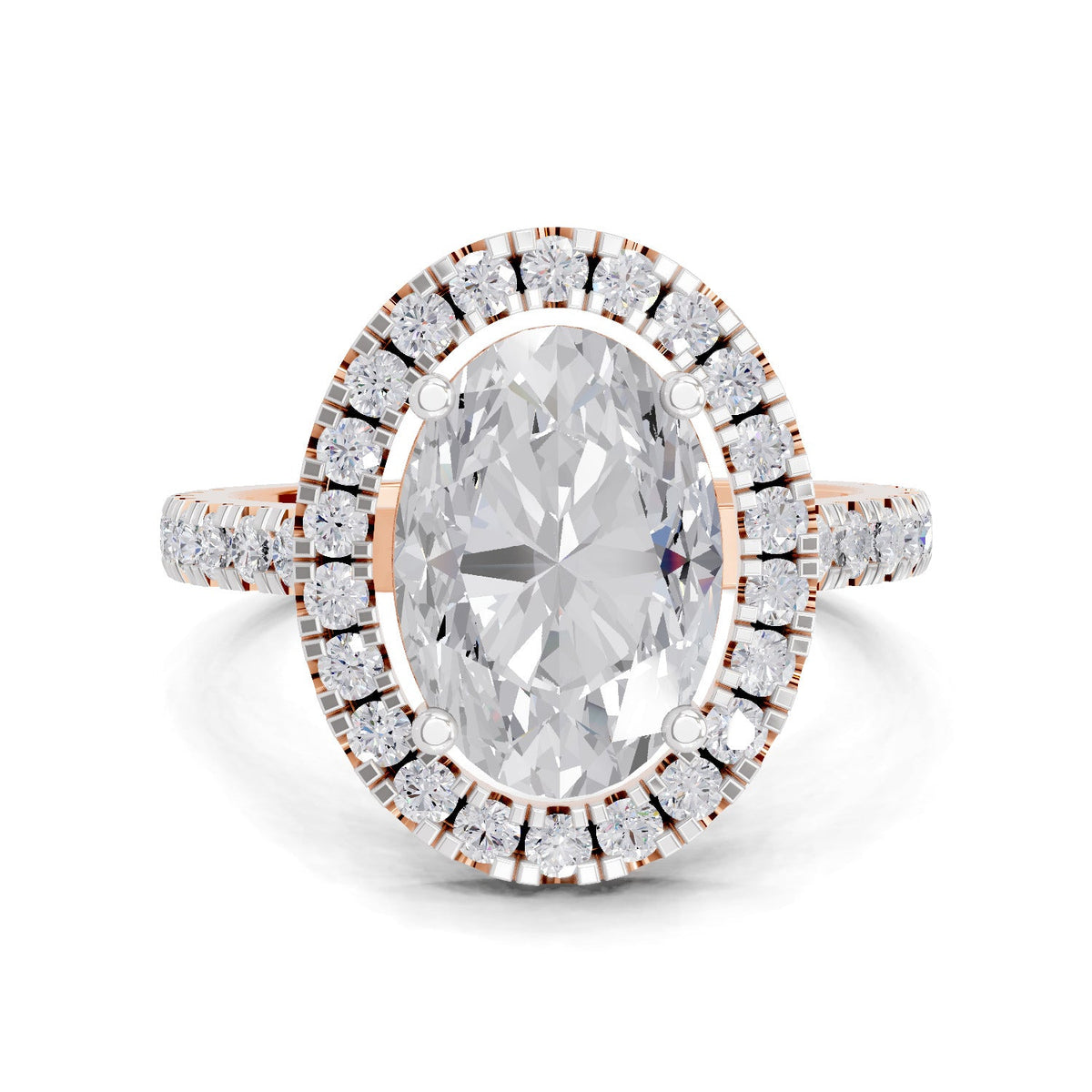 Refined Oval Halo Diamond Engagement Ring