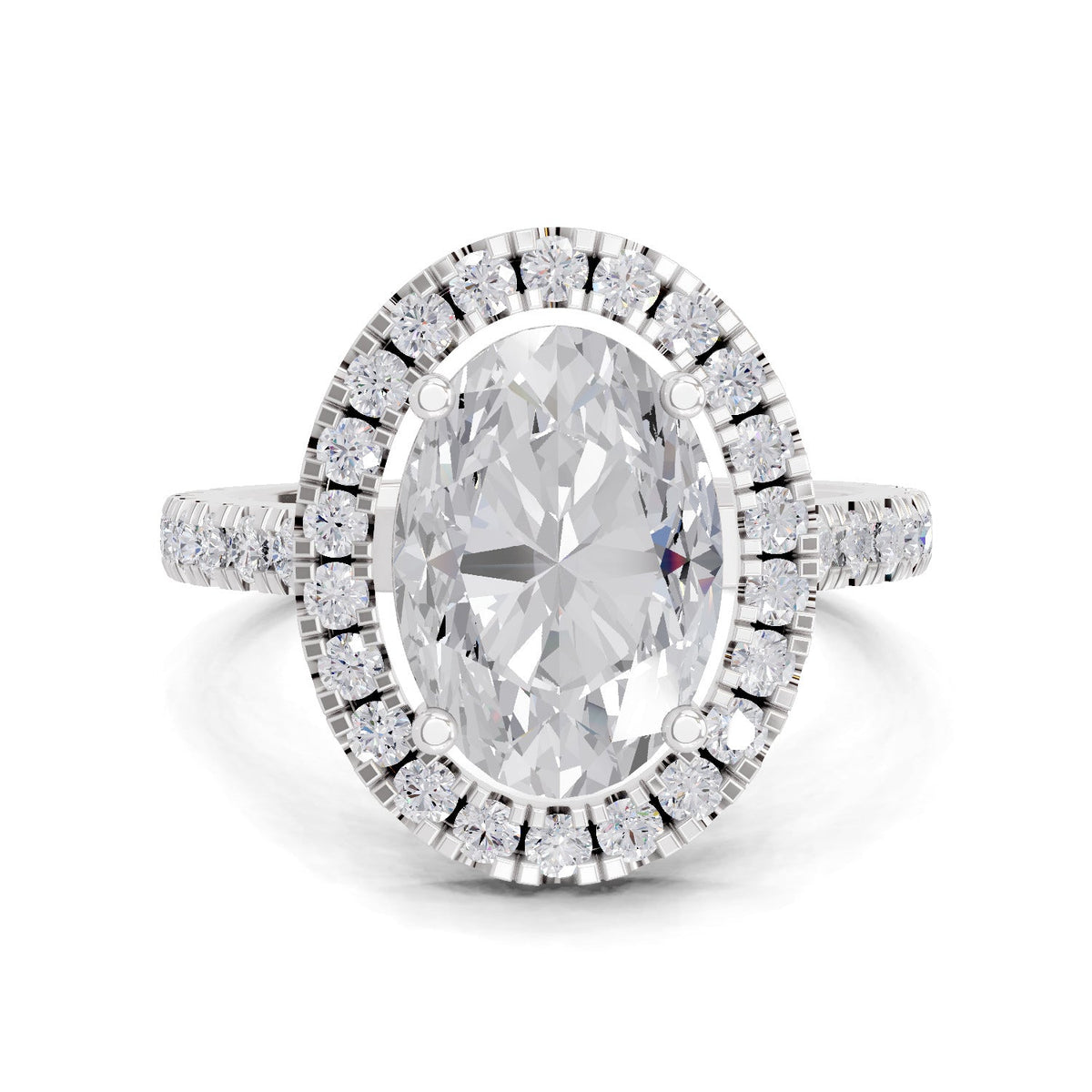 Refined Oval Halo Diamond Engagement Ring