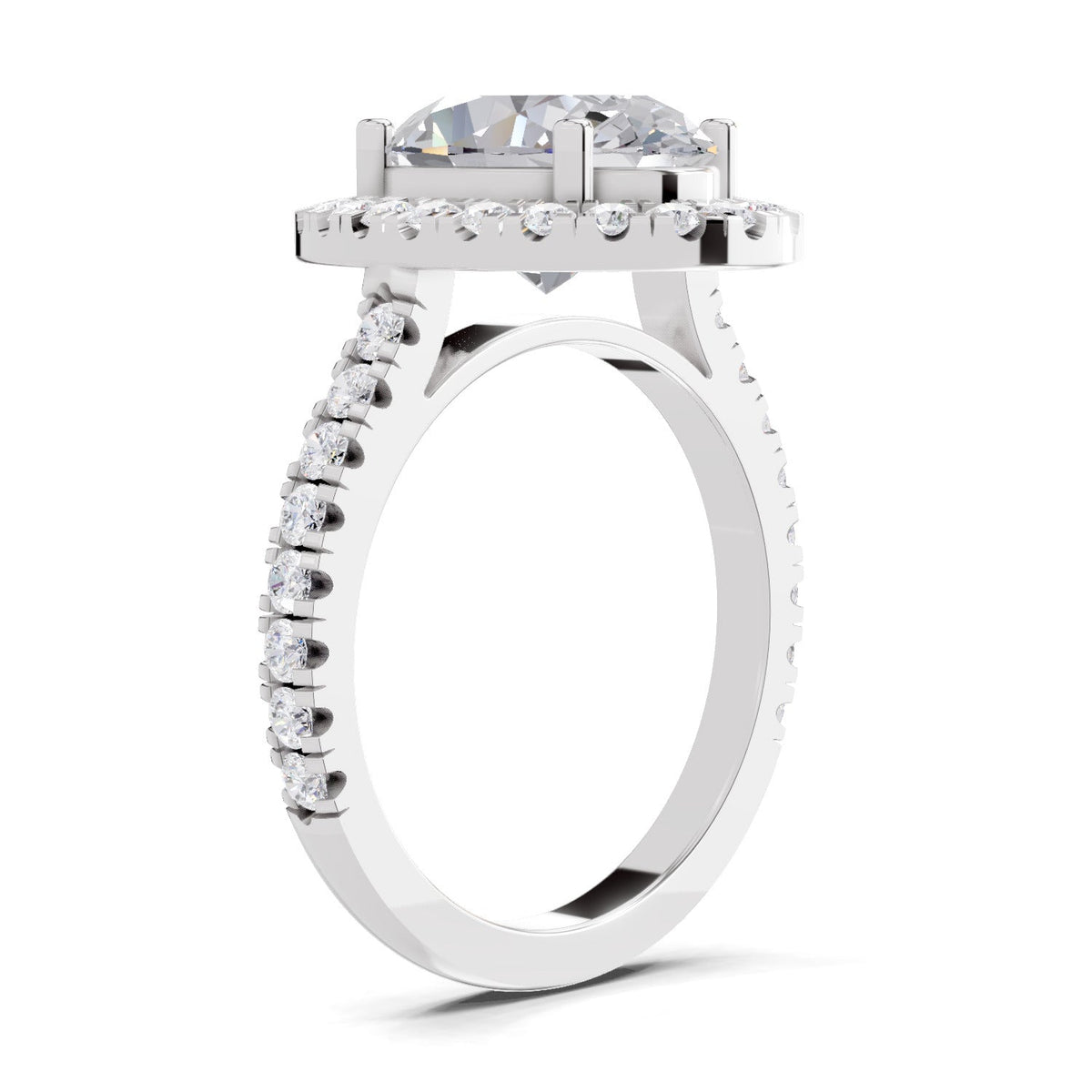 Refined Oval Halo Diamond Engagement Ring