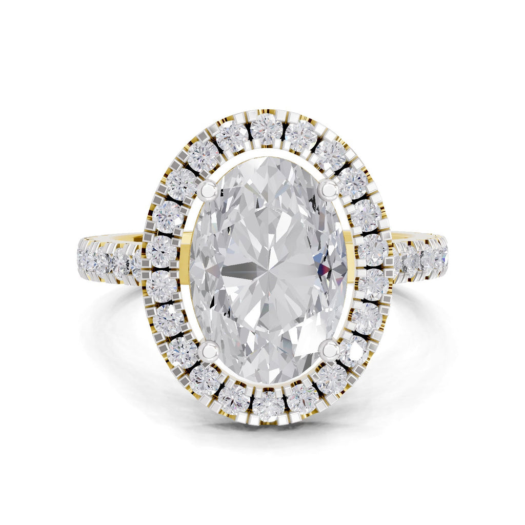 Refined Oval Halo Diamond Engagement Ring