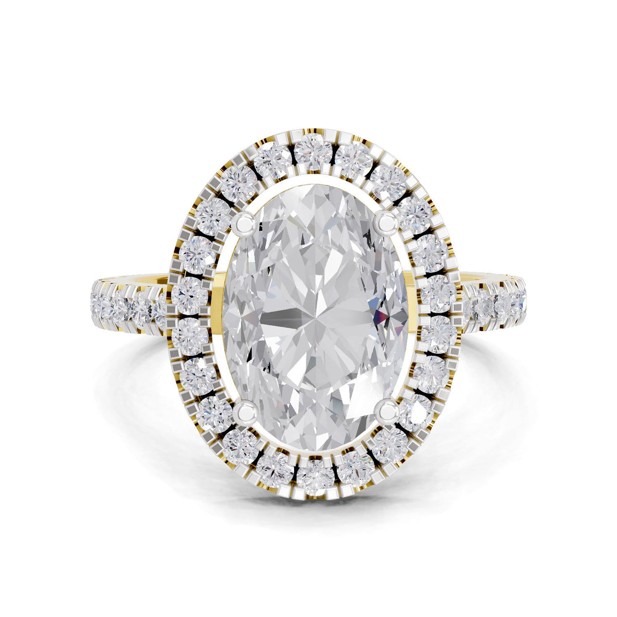 Refined Oval Halo Diamond Engagement Ring