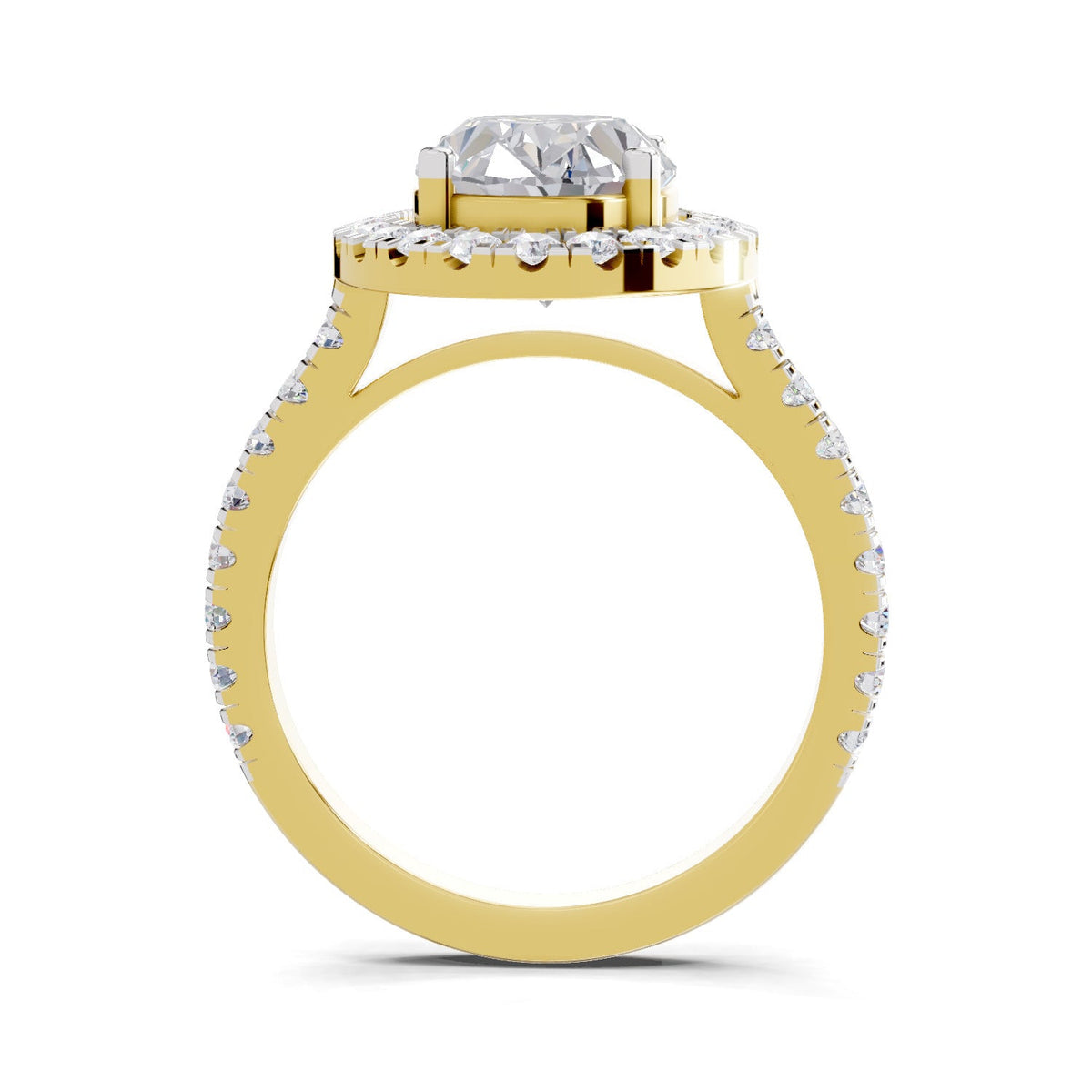 Refined Oval Halo Diamond Engagement Ring