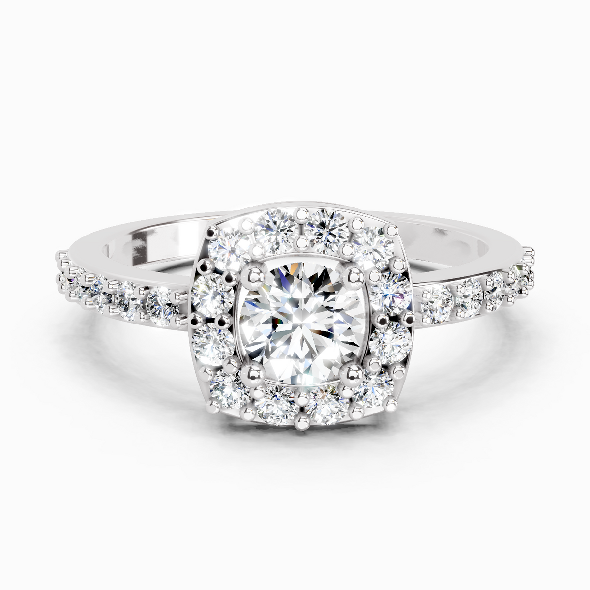 Gleaming Round Halo Diamond Ring