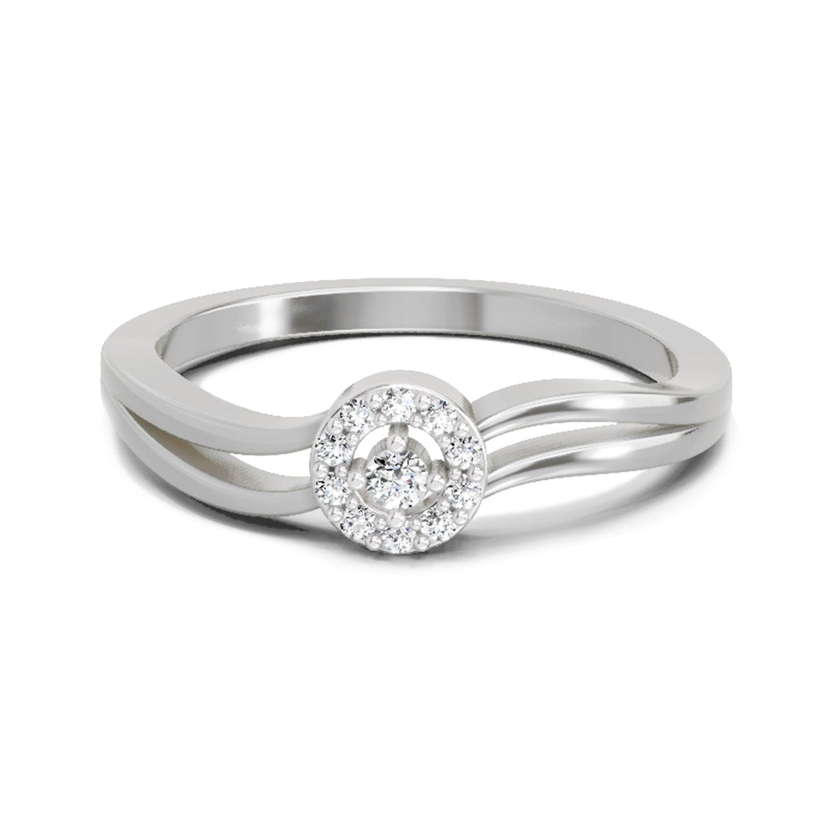 Lustrous Round Halo Diamond Ring
