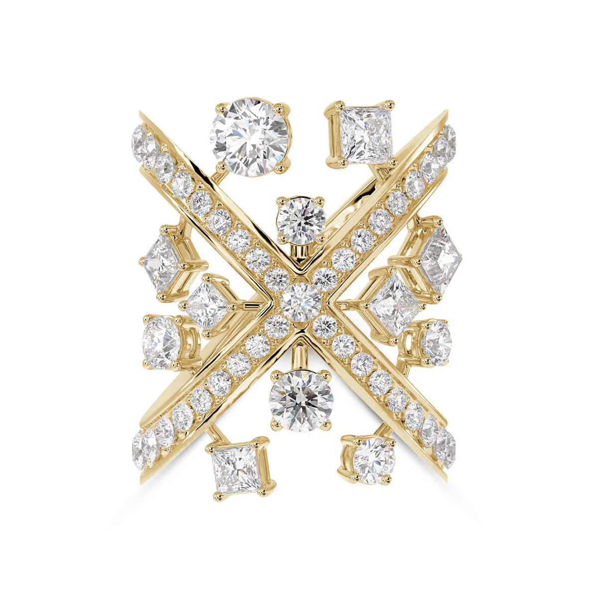 Lab Grown Diamond 4.32 Carat Multi Shape Liner Ring 14KW