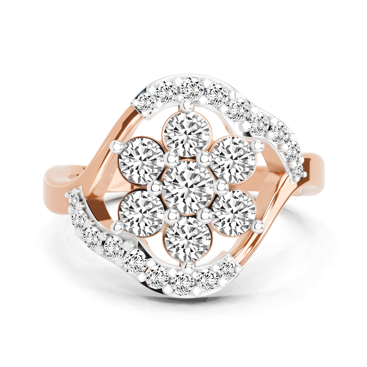 Delicate Floral Cluster Diamond Ring