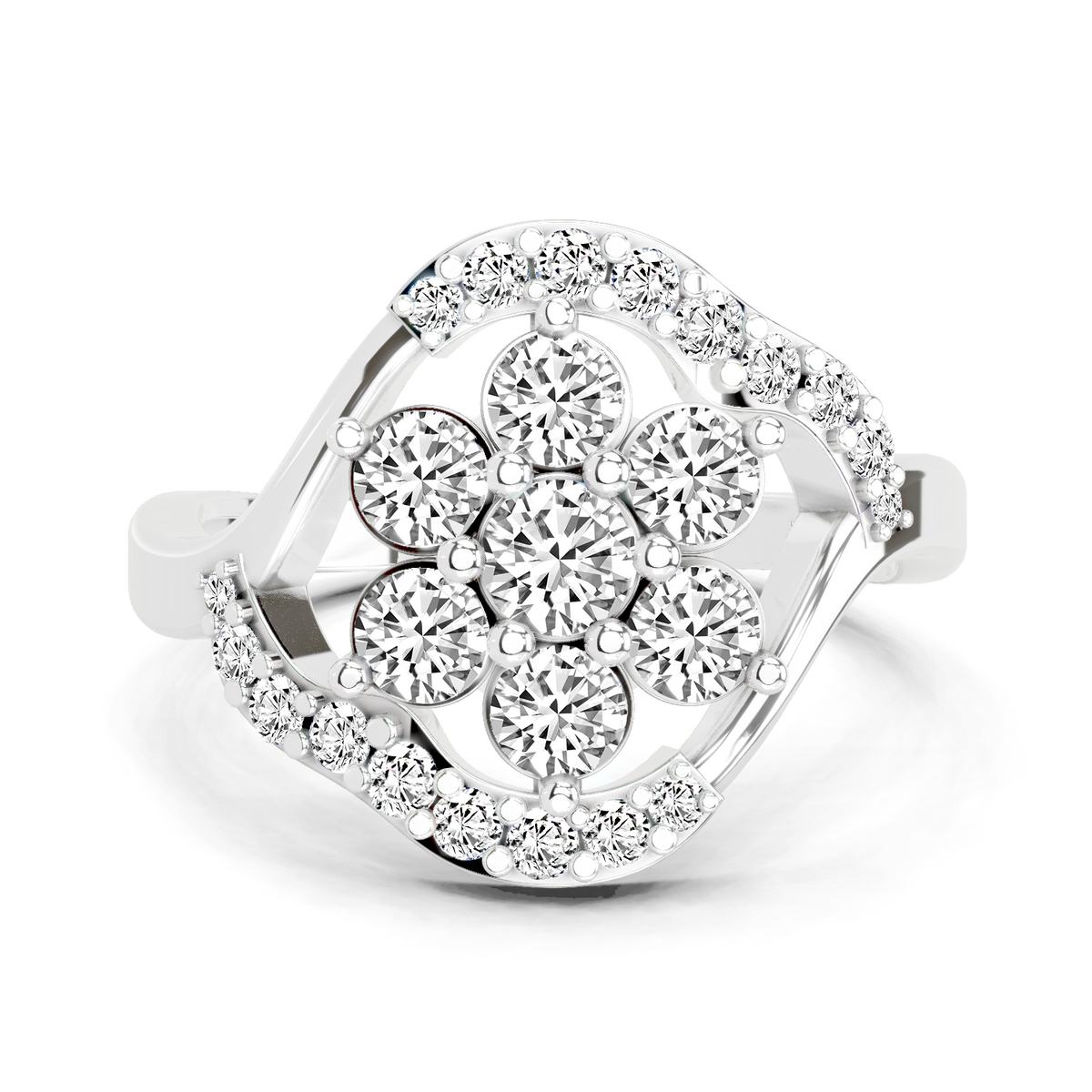 Delicate Floral Cluster Diamond Ring