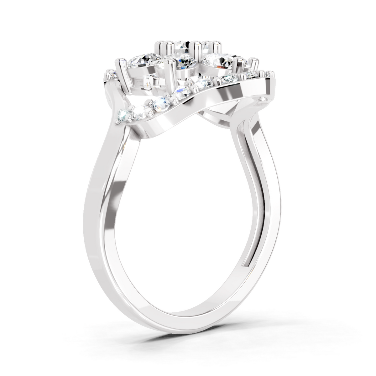 Delicate Floral Cluster Diamond Ring