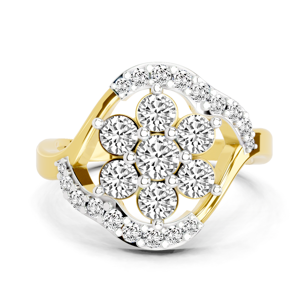 Delicate Floral Cluster Diamond Ring
