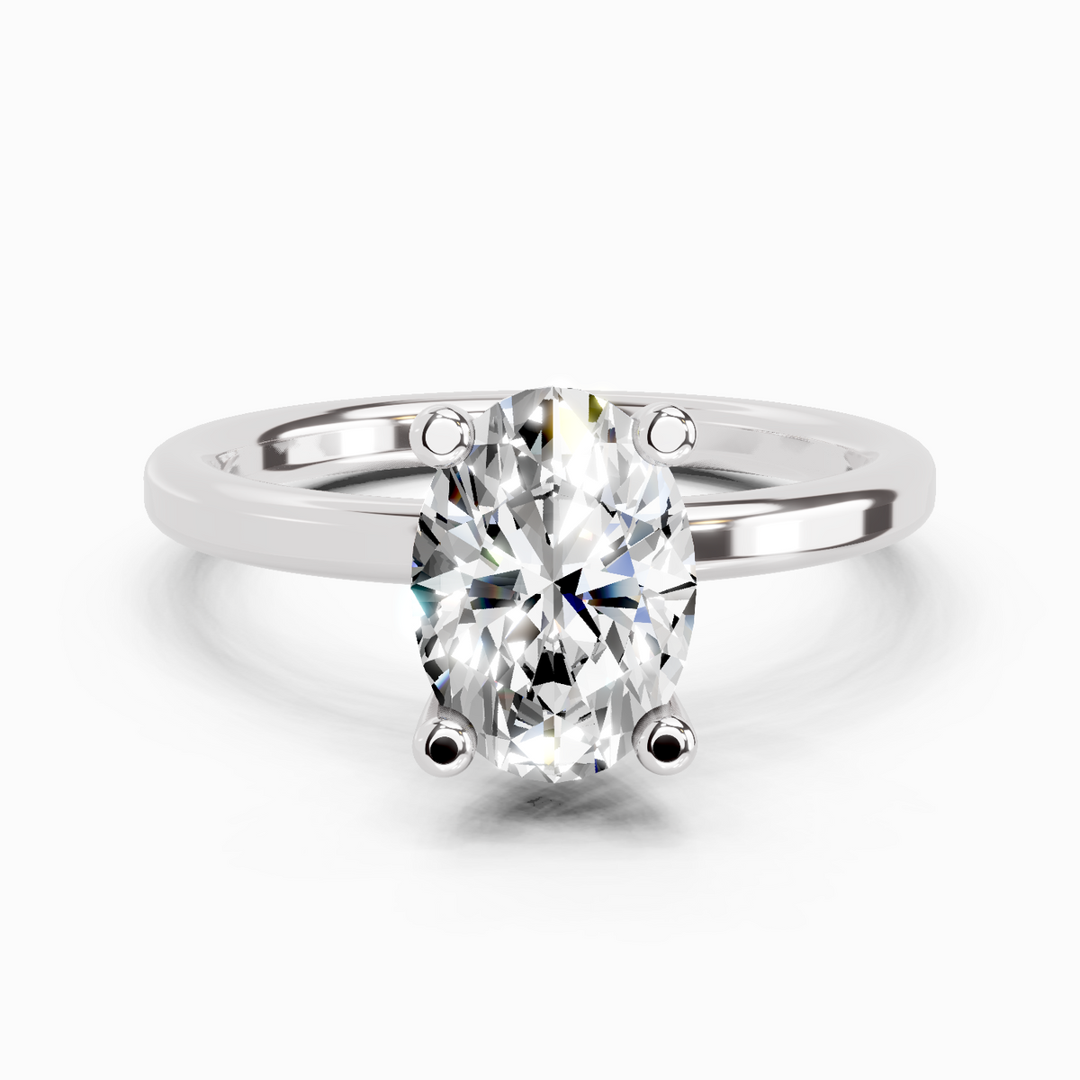 Regal Oval Solitaire Diamond Engagement Ring