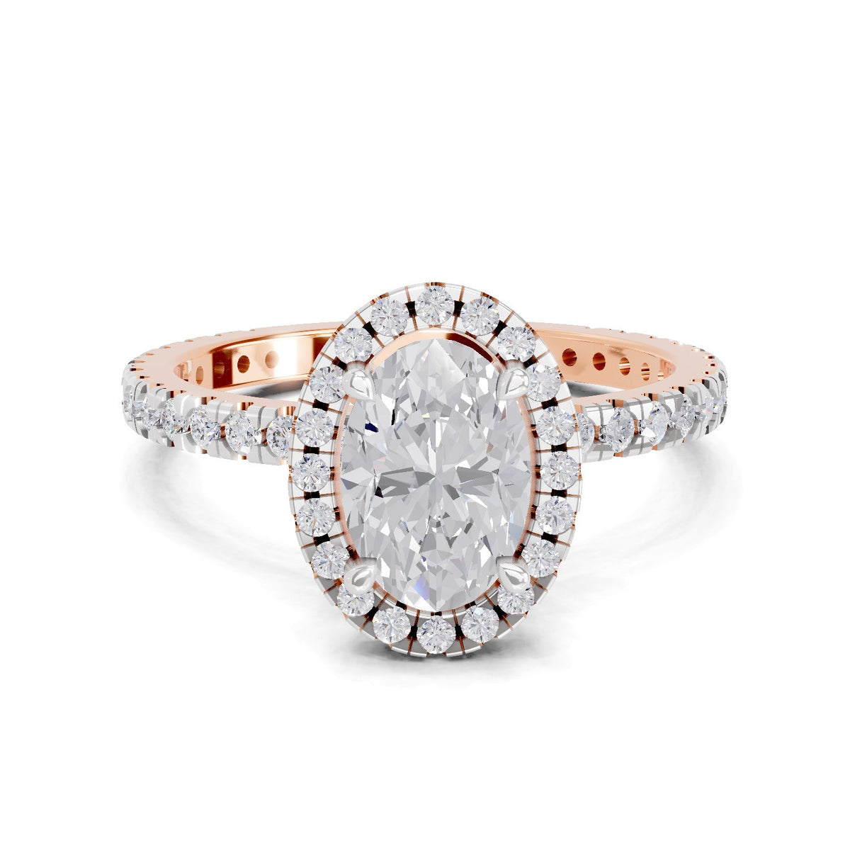 Exquisite Oval Halo Diamond Engagement Ring