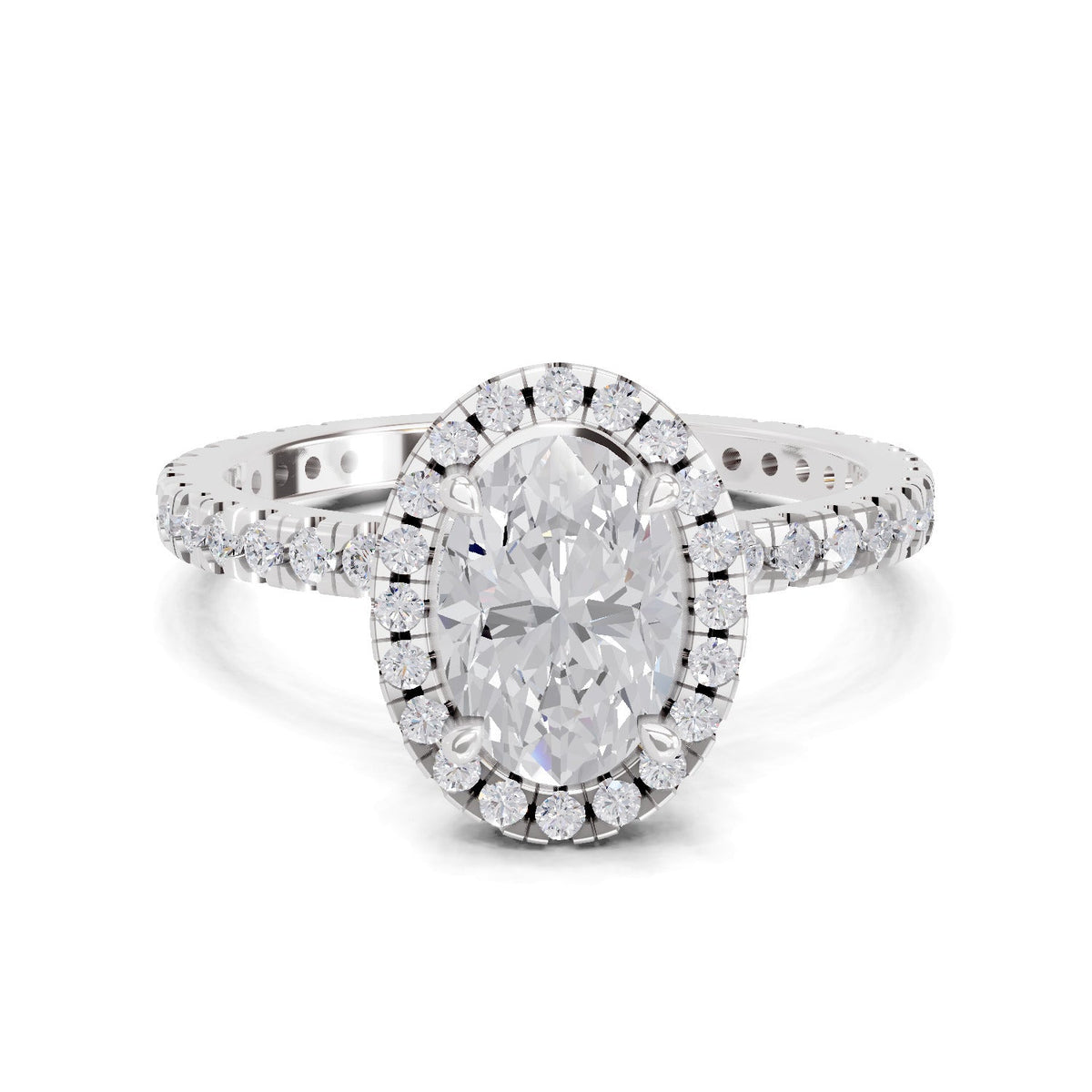 Exquisite Oval Halo Diamond Engagement Ring