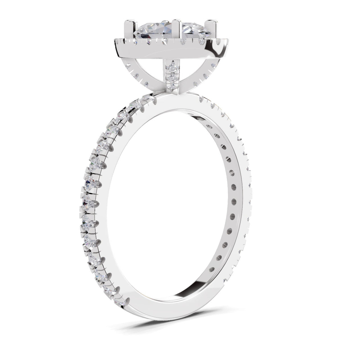 Exquisite Oval Halo Diamond Engagement Ring