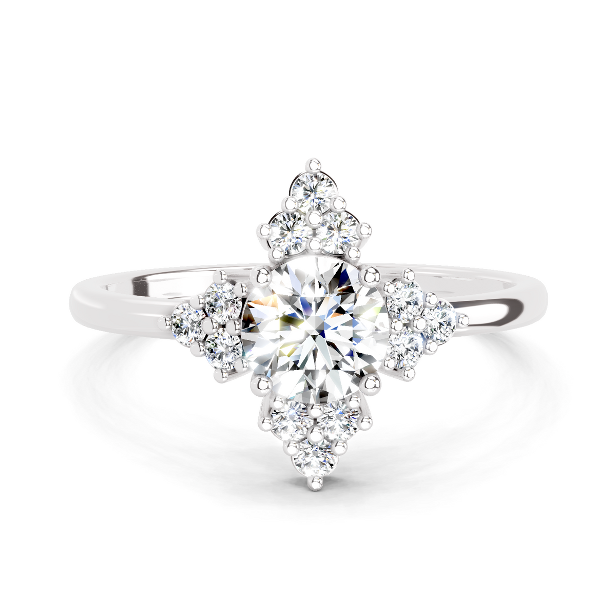 Lustrous Floral Cluster Diamond Ring