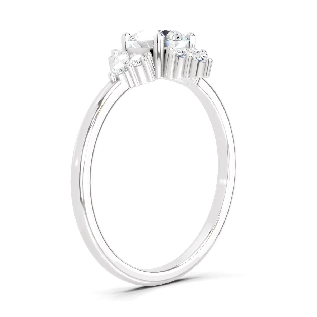 Lustrous Floral Cluster Diamond Ring