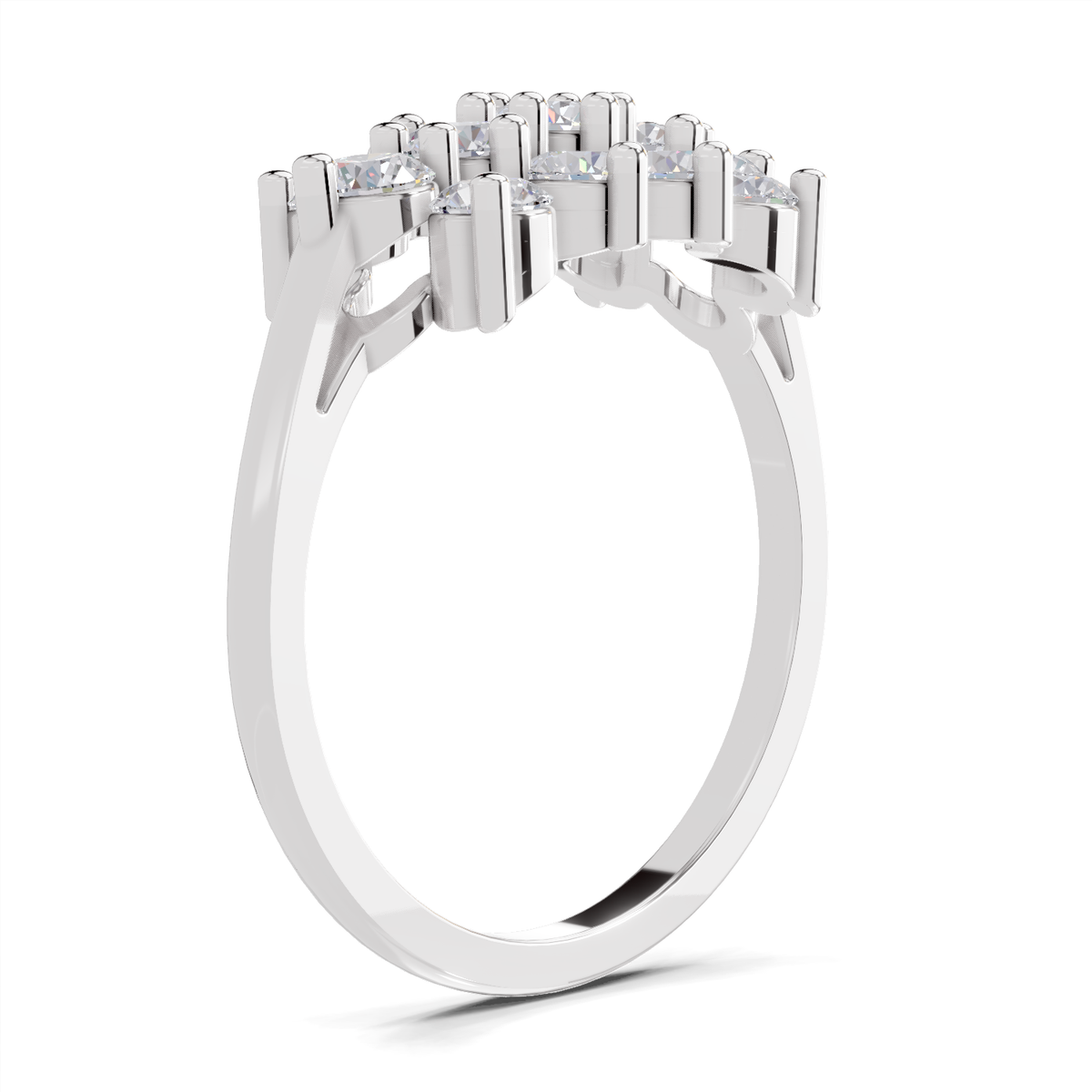 Delicate Bloom Cluster Diamond Engagement Ring