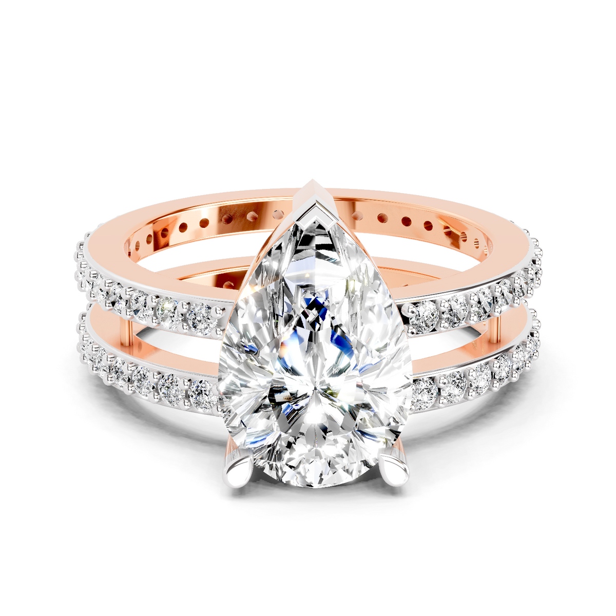 Lab Grown Diamond 4.15 Carat Pear-Cut Splendor Ring 14KW