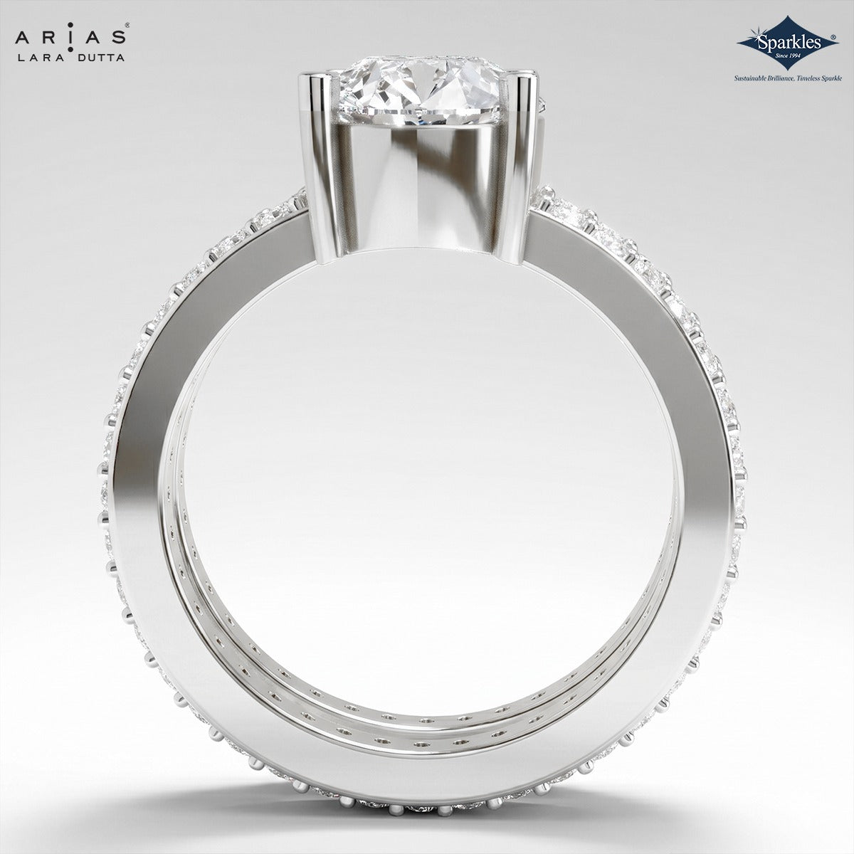 Arias by Lara Dutta Shimmering Pear Diamond Ring