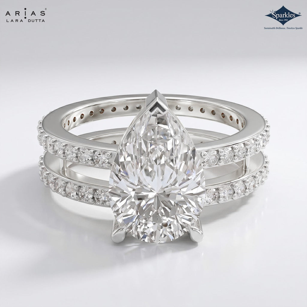 Arias by Lara Dutta Shimmering Pear Diamond Ring