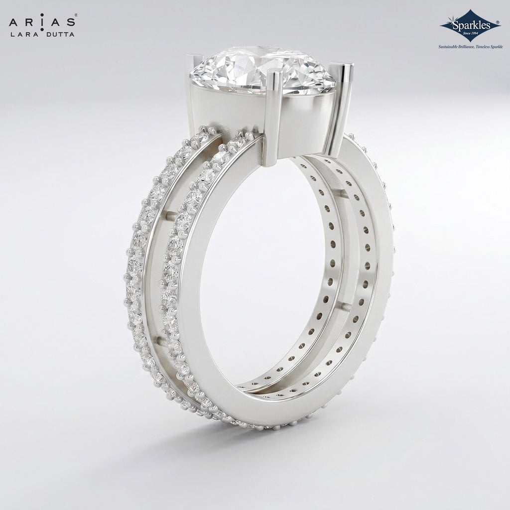 Arias by Lara Dutta Shimmering Pear Diamond Ring