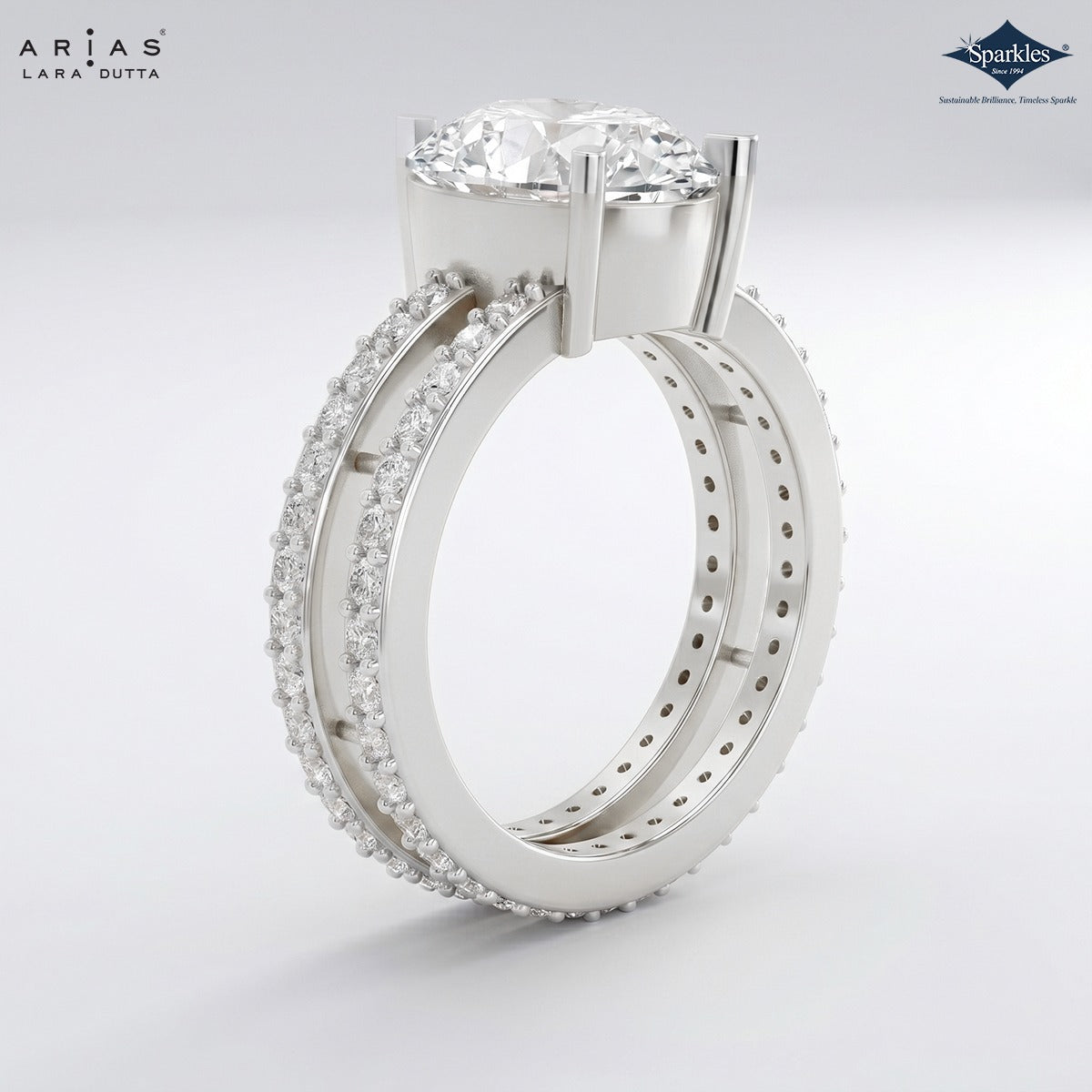 Arias by Lara Dutta Shimmering Pear Diamond Ring