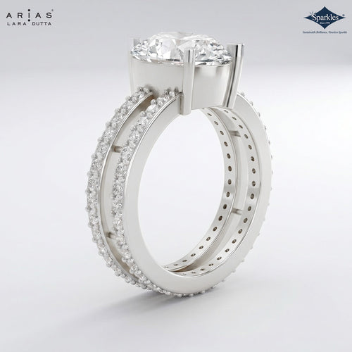 Arias by Lara Dutta Shimmering Pear Diamond Ring
