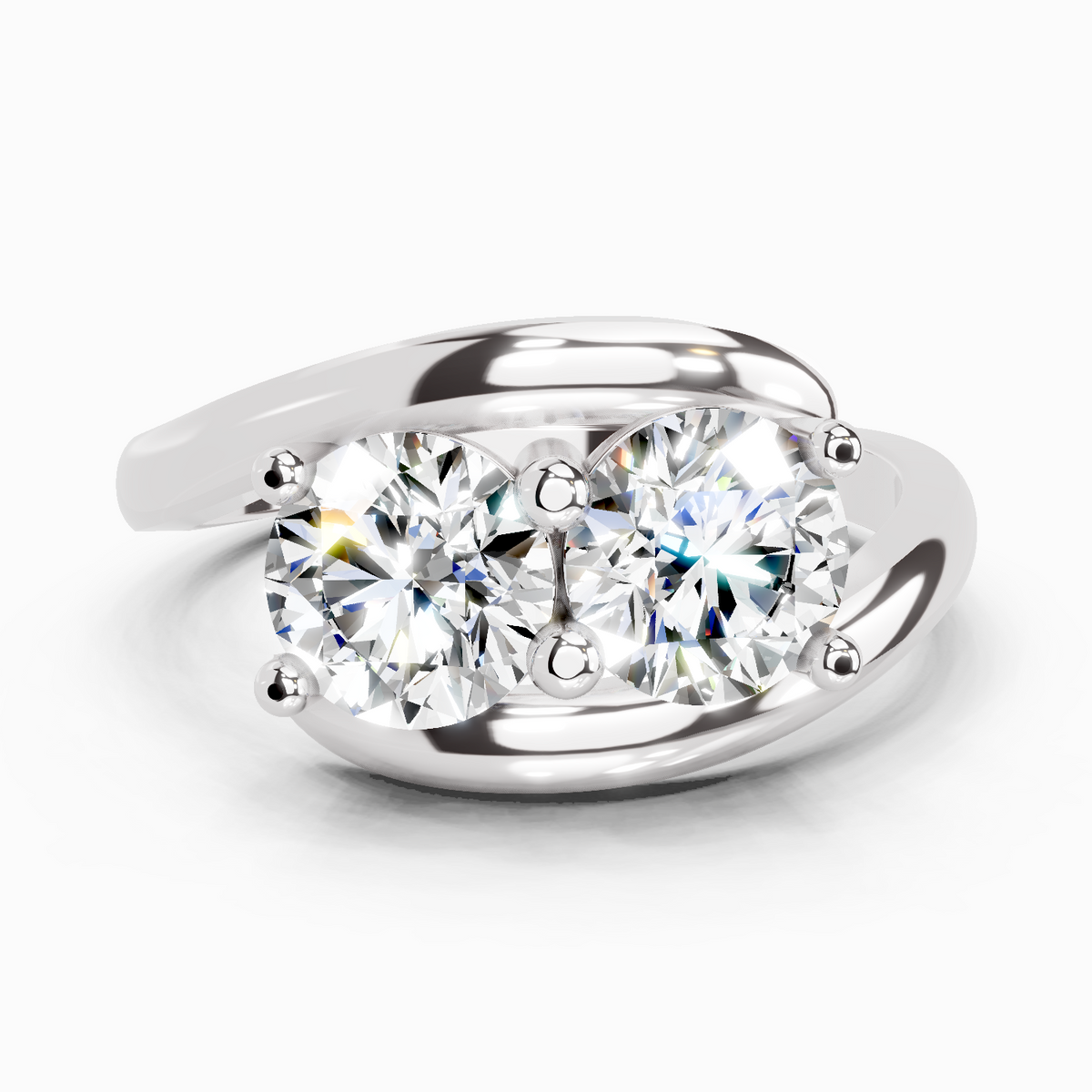 Glistening Round Two-Stone Diamond Ring