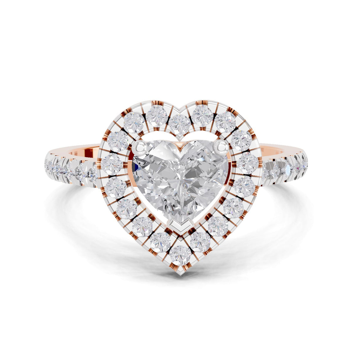 Lustrous Heart Halo Diamond Engagement Ring