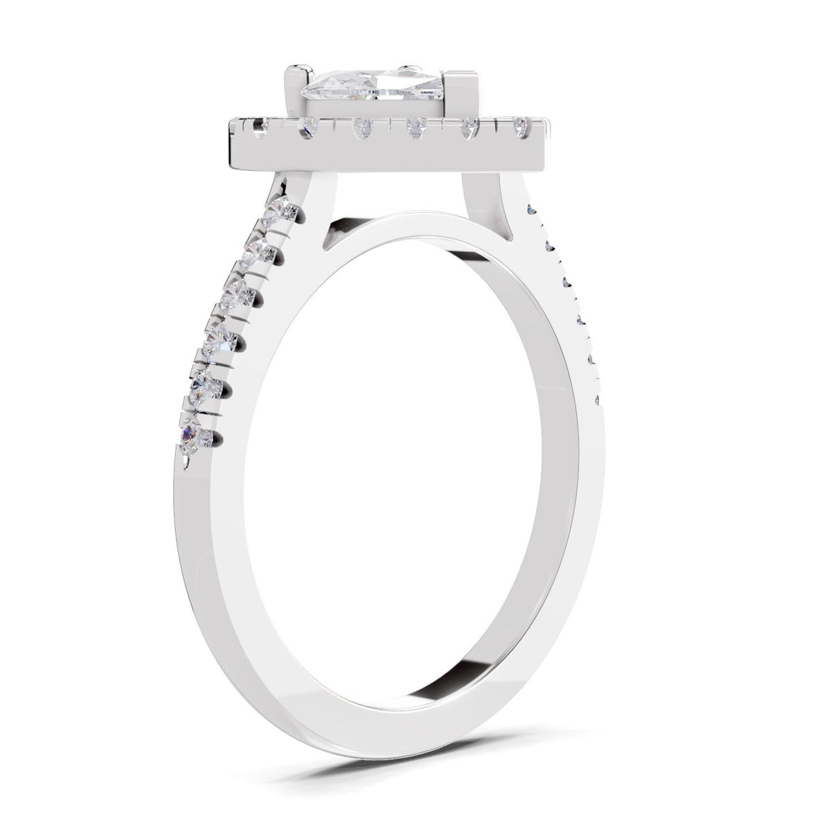 Lustrous Heart Halo Diamond Engagement Ring
