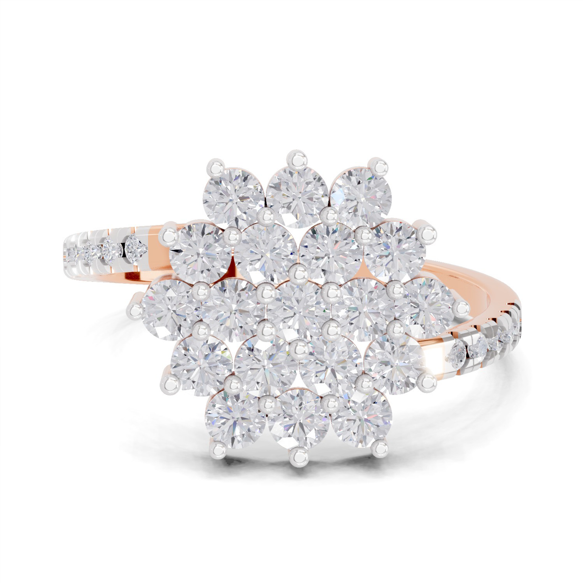 Gleaming Promise Cluster Diamond Engagement Ring