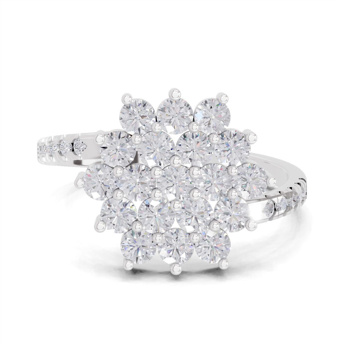 Gleaming Promise Cluster Diamond Engagement Ring