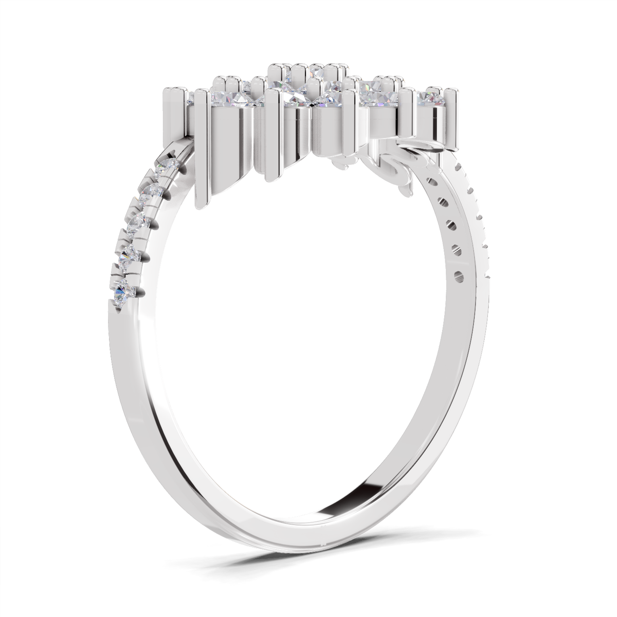 Gleaming Promise Cluster Diamond Engagement Ring