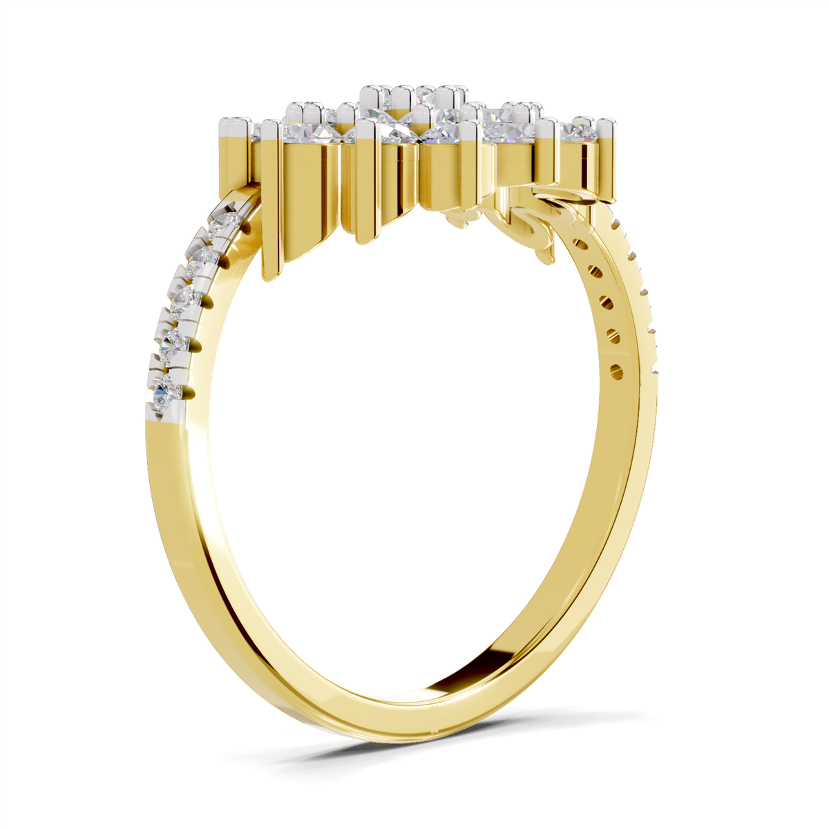 Gleaming Promise Cluster Diamond Engagement Ring