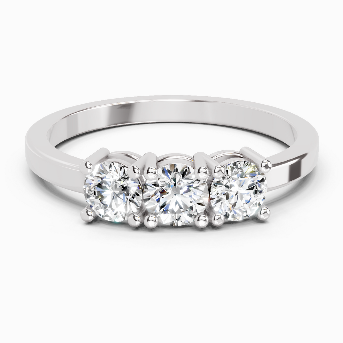 Gleaming Three-Stone Diamond Ring