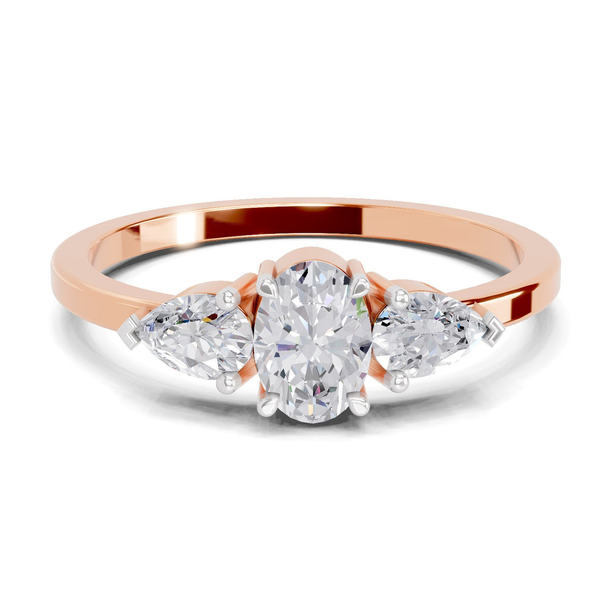 Radiant Oval Three-Stone Diamond Engagement Ring