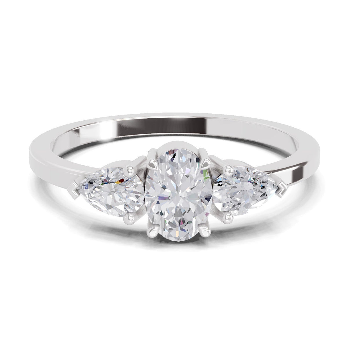 Radiant Oval Three-Stone Diamond Engagement Ring