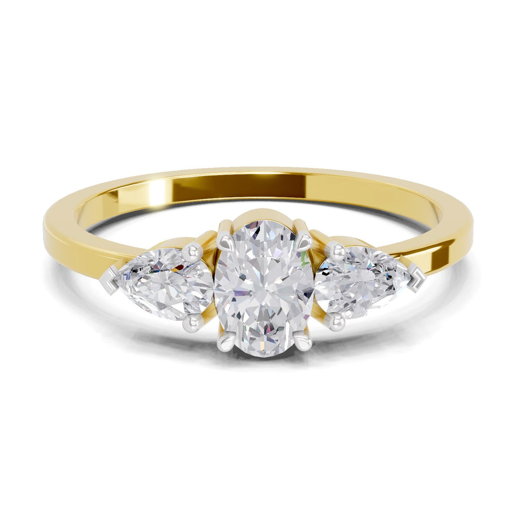 Radiant Oval Three-Stone Diamond Engagement Ring