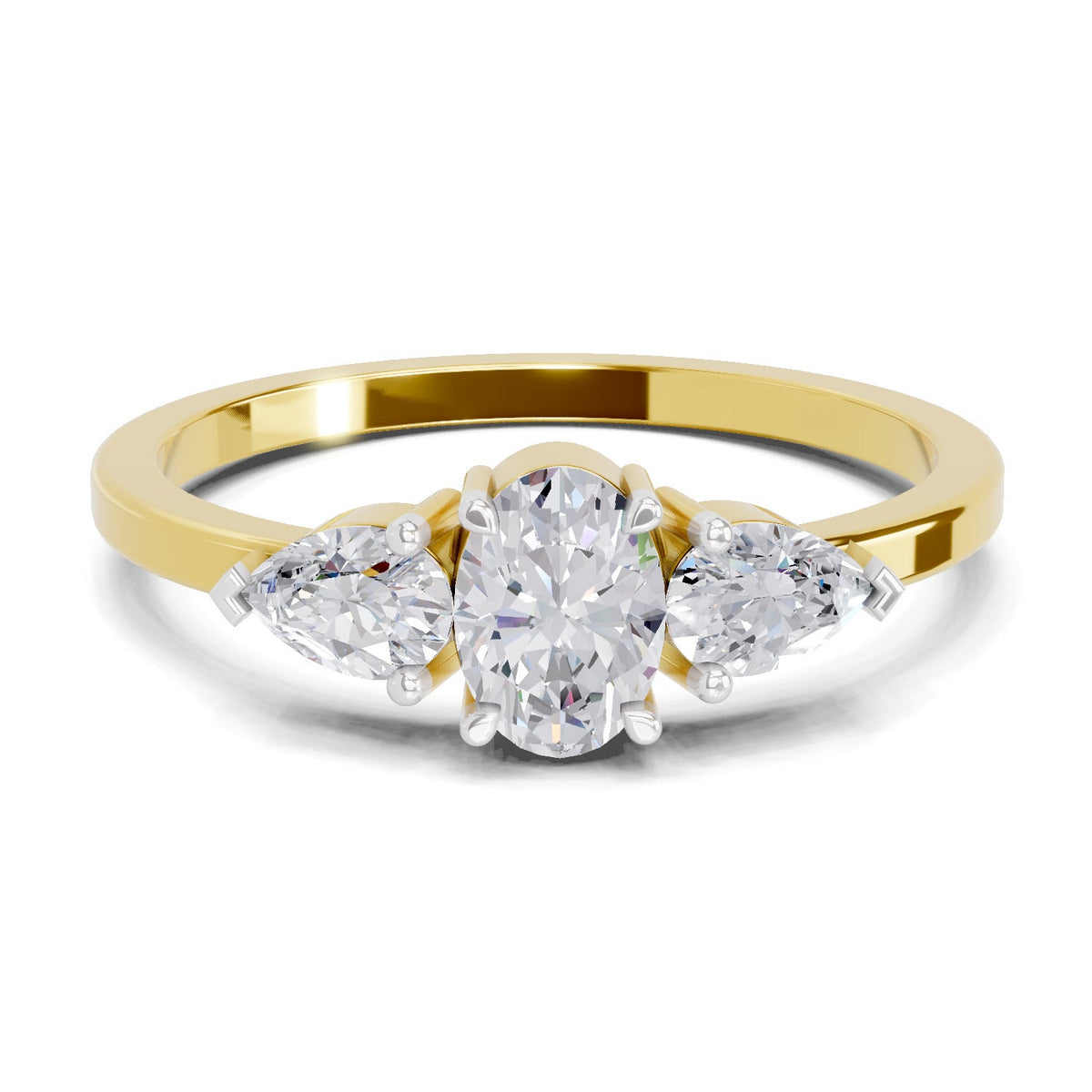 Radiant Oval Three-Stone Diamond Engagement Ring