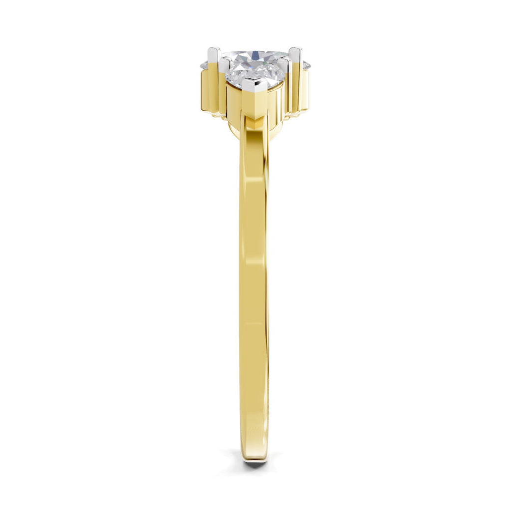 Radiant Oval Three-Stone Diamond Engagement Ring